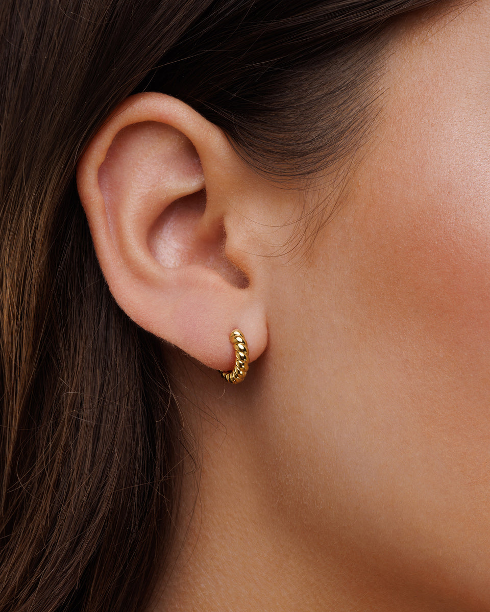 Goals Textured Hoop Earrings in Gold, Hoops + Huggies