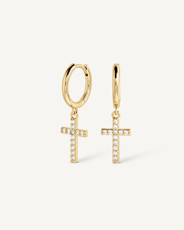 Pave Cross Hoops