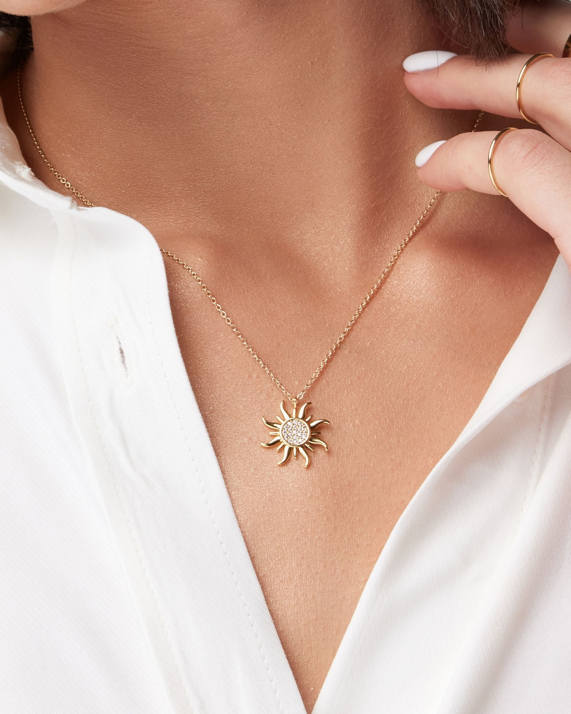 Sun Pave Necklace – Monday Monarch